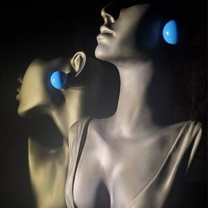 Sapphire Blue Ball-Shaped Large Silver Stud Earrings